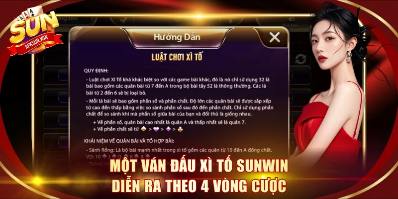 Một ván đấu Xì Tố Sunwin diễn ra theo 4 vòng cược