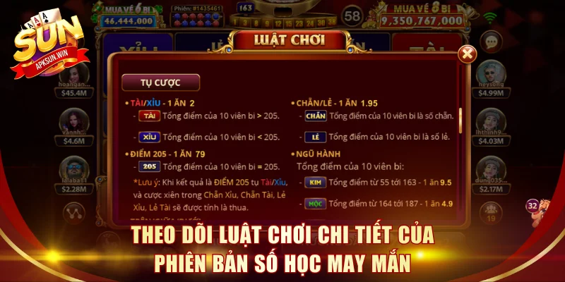 Theo dõi luật chơi chi tiết của phiên bản số học may mắn