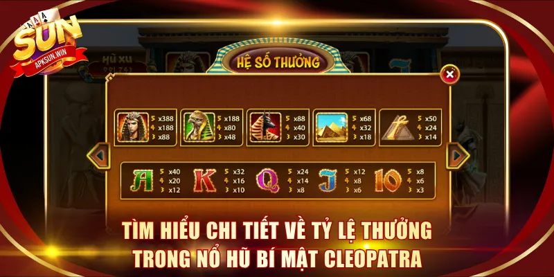 Tìm hiểu chi tiết về tỷ lệ thưởng trong nổ hũ Bí Mật Cleopatra